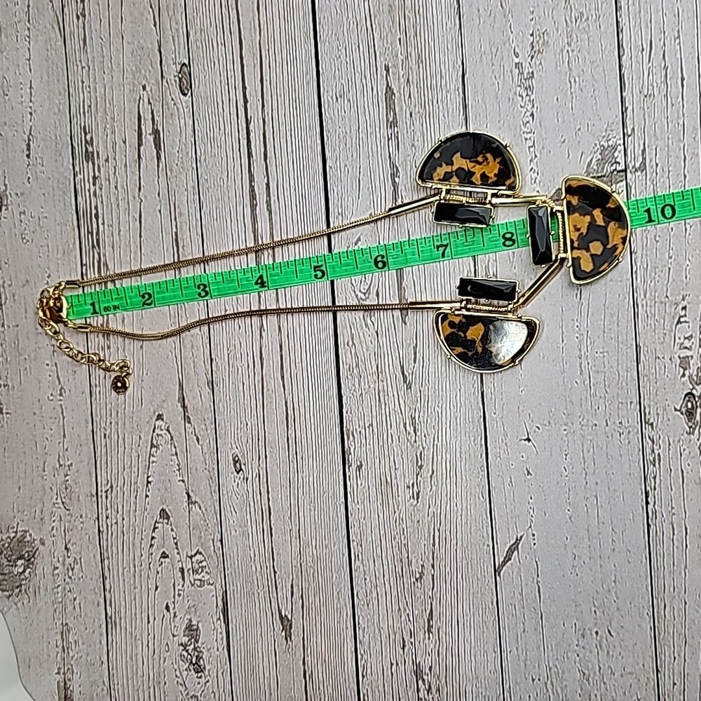 Talbots Gold Tone Tortoise Shell Statement Neckla… - image 7